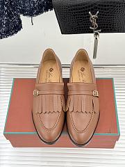 Okify Loro Piana Tassel Brown Leather Women Loafers  - 1