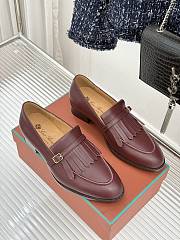 Okify Loro Piana Tassel Red Burgundy Leather Women Loafers  - 6