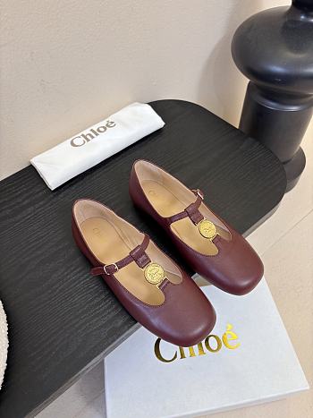 Okify Chloe Red Burgundy Flat Mary Jane Shoes 