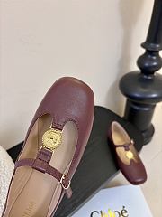 Okify Chloe Red Burgundy Flat Mary Jane Shoes  - 6