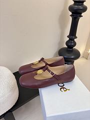 Okify Chloe Red Burgundy Flat Mary Jane Shoes  - 4
