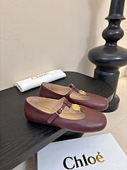 Okify Chloe Red Burgundy Flat Mary Jane Shoes  - 2