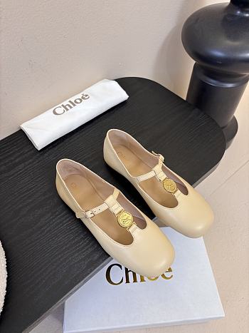 Okify Chloe Cream Flat Mary Jane Shoes 
