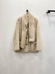 Okify MaxMara Cream Fur Coat With Scarf - 3