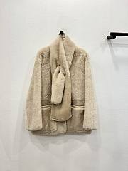 Okify MaxMara Cream Fur Coat With Scarf - 4