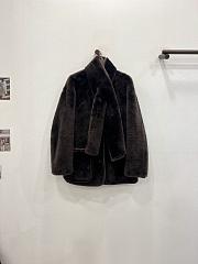 Okify MaxMara Dark Brown Fur Coat With Scarf - 1