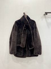 Okify MaxMara Dark Brown Fur Coat With Scarf - 5