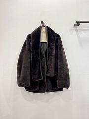 Okify MaxMara Dark Brown Fur Coat With Scarf - 4