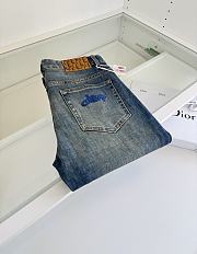 Okify Dior Washed Blue Slim-Leg Classic Five-Pocket Men Jeans - 5