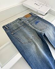 Okify Dior Washed Blue Slim-Leg Classic Five-Pocket Men Jeans - 3