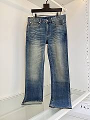 Okify Dior Washed Blue Slim-Leg Classic Five-Pocket Men Jeans - 1