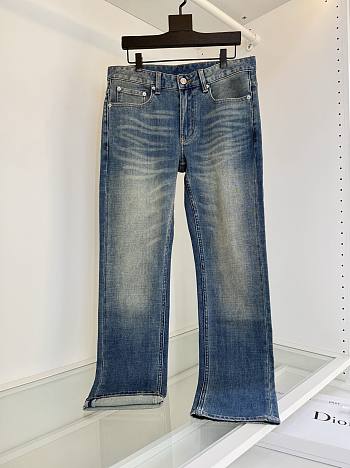 Okify Dior Washed Blue Slim-Leg Classic Five-Pocket Men Jeans