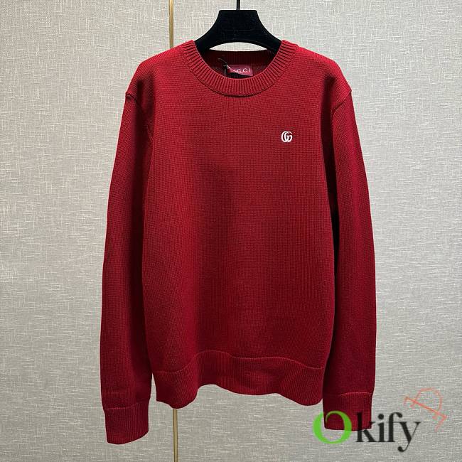 Okify Gucci Red Pullover Knit Crew Neck Sweater - 1