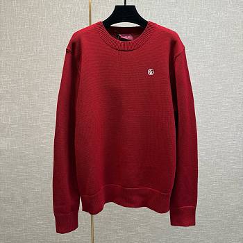 Okify Gucci Red Pullover Knit Crew Neck Sweater