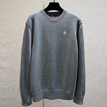 Okify Gucci Gray Pullover Knit Crew Neck Sweater