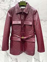 Okify Gucci Red Lambskin GG Embossed Women Jacket - 6