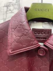 Okify Gucci Red Lambskin GG Embossed Women Jacket - 5