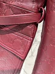 Okify Gucci Red Lambskin GG Embossed Women Jacket - 3