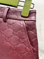 Okify Gucci Red Lambskin Embossed Shorts - 4