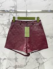 Okify Gucci Red Lambskin Embossed Shorts - 1