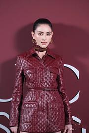 Okify Gucci Set Of Red Lambskin Jacket And Shorts - 1