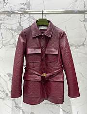 Okify Gucci Set Of Red Lambskin Jacket And Shorts - 5