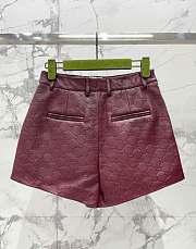 Okify Gucci Set Of Red Lambskin Jacket And Shorts - 6