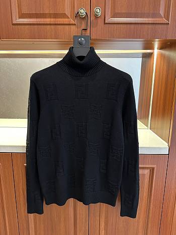 Okify Fendi Black Turtleneck Wool Sweater 