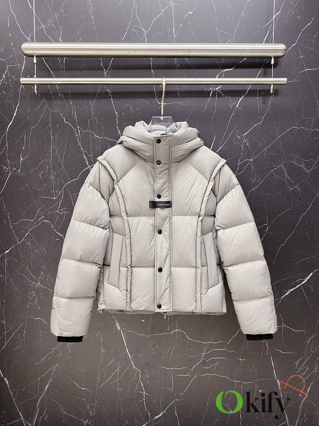 Okify Balenciaga White Nylon Hooded Down Jacket  - 1