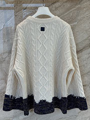 Okify Loewe Color-blocked Cable Knit Women Sweater - 2