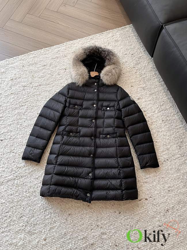 Okify Moncler Black Long Down Jacket  - 1