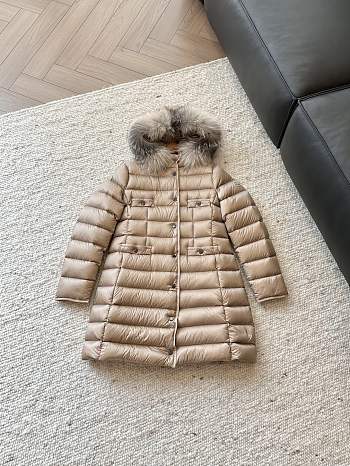 Okify Moncler Light Brown Long Down Jacket 