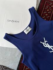 Okify YSL Dark Blue Women Tank Top - 5