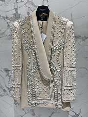 Okify Balmain Beige Pearl Vest Jacket - 3