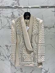 Okify Balmain Beige Pearl Vest Jacket - 1