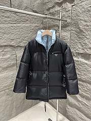 Okify Prada Black Stand-up Collar Women Down Jacket With Belt - 6