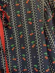 Okify Valentino Dark Blue Silk Cherry Women Shirt - 2