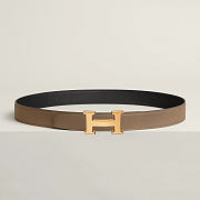 Okify Hermes H Buckle Reversible Belt In Taupe And Black 3.2cm - 1