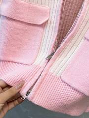 Okify Celine Pink Ribbed Knit Jacket - 6