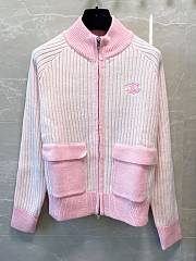 Okify Celine Pink Ribbed Knit Jacket - 1