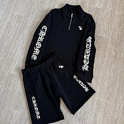 Okify Chrome Heart Set Of Black Sanskrit Sweater And Shorts - 1