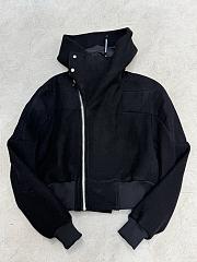 Okify Rick Owens Black Wool Short Hooded Bomber Jacket - 1
