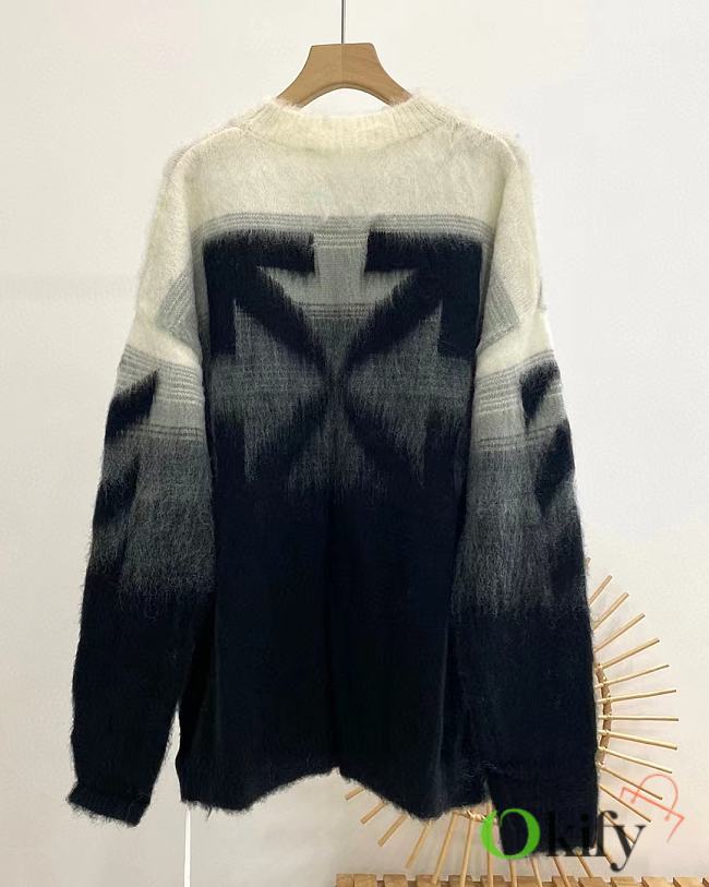 Okify Off White Arrow Gradient Mohair Sweater - 1