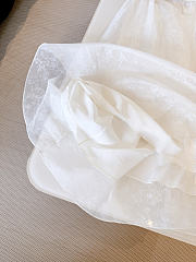 Okify Dior White Lace Print Belt Dress - 6