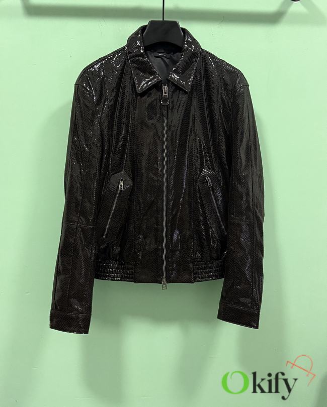 Okify Tom Ford Black Patent Leather Jacket  - 1