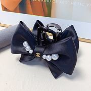 Okify CC Pearl Satin Bow Black Hair Clip  - 5