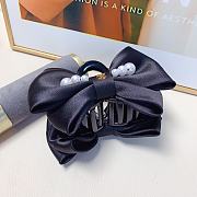 Okify CC Pearl Satin Bow Black Hair Clip  - 4