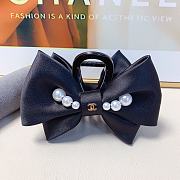 Okify CC Pearl Satin Bow Black Hair Clip  - 1