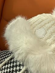 Okify Moncler White Plush Hat With Ear Flaps And Pom-poms Beanie - 3