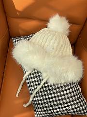Okify Moncler White Plush Hat With Ear Flaps And Pom-poms Beanie - 4